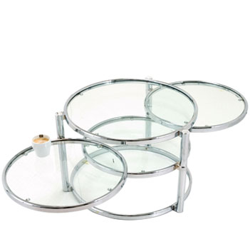 111 Stainless steal table with 4 movable glass surface 60cm H.43cm - Table acier 4 plans amovibles
