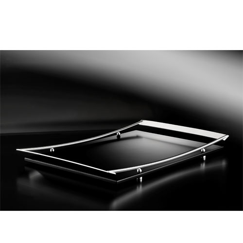 Black tray with handles black and silver - Plateau noir et argent à anses 35x56cm                                       