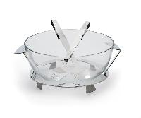 Full Moon 30cm stainless steel salad bowl w/support and servers -  Saladier Ritratto + couverts