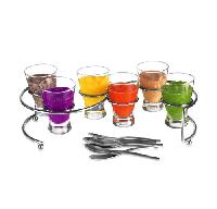 Verrines for salty or sweet cuisine + 6 spoons - Verrines sur spirale acier + 6 cuilleres