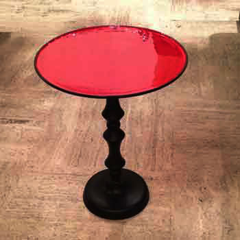 111 Round red table 45cm height 60cm - Table rouge emaillée diamètre 45cm Hauteur 60cm