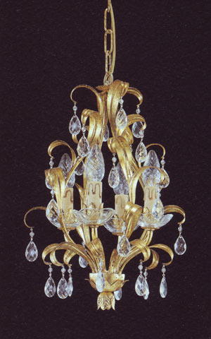 111 Gold chandelier diam 33cm H.43cm - Lustre fer decoré à la feuille d'or