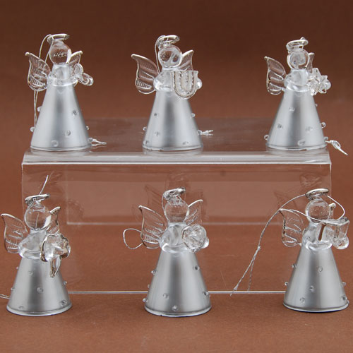 111 Tiny silver glass angel - Mini ange platine en verre
