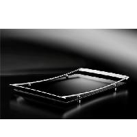 Black tray with handles black and silver - Plateau noir et argent à anses 35x56cm                                       